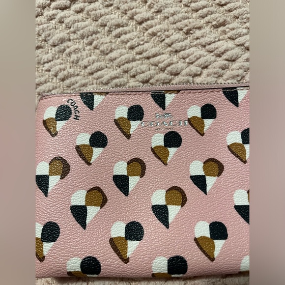 Coach Check Heart Corner Zip Wristlet Purse - Picture 4 of 6